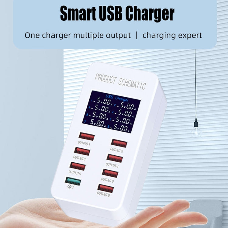 A8 50W 8ポート USB + QC3.0 スマート充電ステーション デジタルディスプレイ付き AC100-240V、AUプラグ、A8 AUプラグ