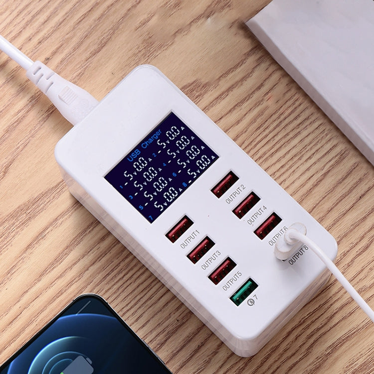 A8 50W 8ポート USB + QC3.0 スマート充電ステーション デジタルディスプレイ付き AC100-240V、USプラグ、A8 USプラグ