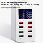 A8 50W 8ポート USB + QC3.0 スマート充電ステーション デジタルディスプレイ付き AC100-240V、USプラグ、A8 USプラグ