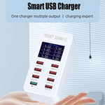 A8 50W 8ポート USB + QC3.0 スマート充電ステーション デジタルディスプレイ付き AC100-240V、USプラグ、A8 USプラグ