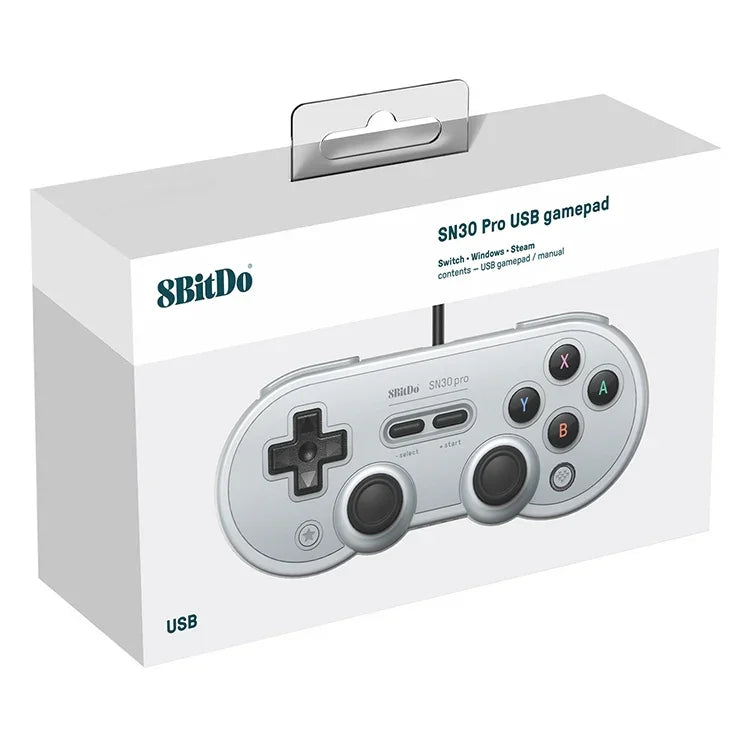 8Bitdo SN30 PRO USB 有線ゲームパッド ジョイスティック Switch / Steam / PC 用、SN30 PRO 有線(グレー)