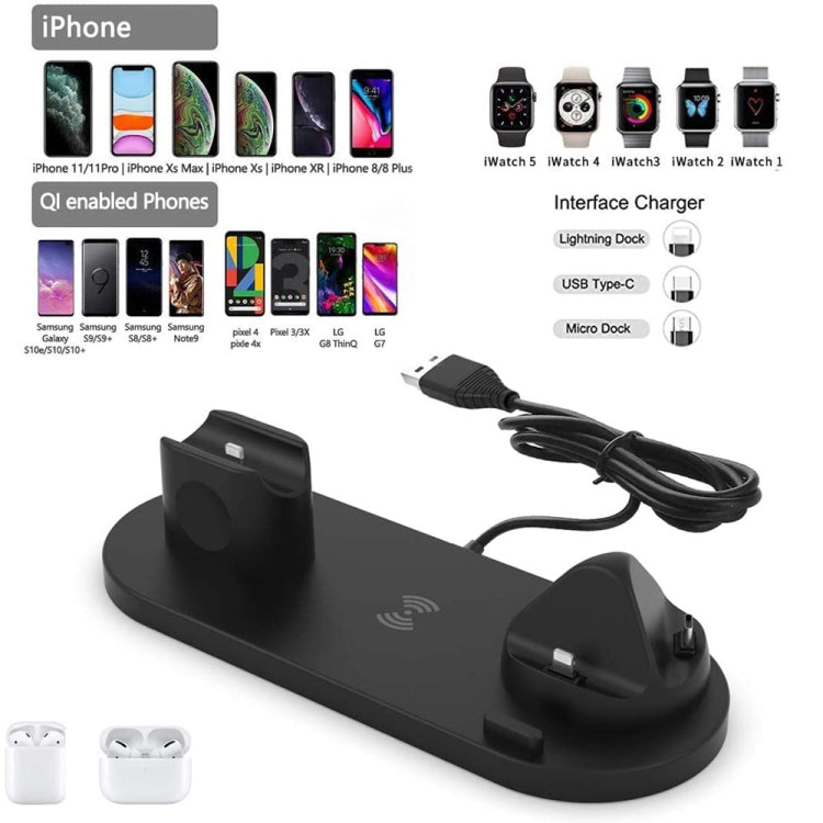 HQ-UD15-アップグレード版 6イン1 ワイヤレス充電器 iPhone、Apple Watch、AirPodsおよびその他のAndroidスマホ対応