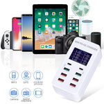 A8T 60W 8ポート USB + QC3.0 + PD Type-C スマート充電ステーション デジタルディスプレイ付き AC100-240V、AUプラグ、A8T AUプラグ
