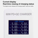 A8T 60W 8ポート USB + QC3.0 + PD Type-C スマート充電ステーション デジタルディスプレイ付き AC100-240V、EUプラグ、A8T EUプラグ