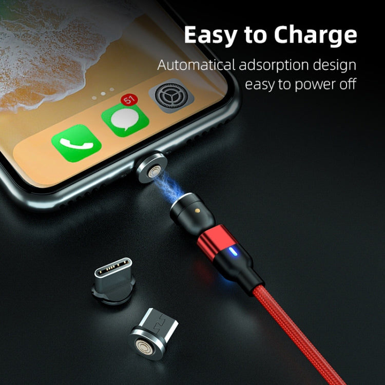 2m 3A出力 3in1 USB to 8ピン + USB-C / Type-C + Micro USB 540度回転マグネットデータ同期充電ケーブル、2m 3in1