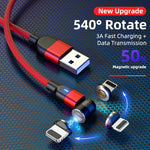 2m 3A出力 USB to 8ピン 540度回転マグネットデータ同期充電ケーブル、2m 8ピン