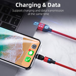 2m 3A出力 USB to 8ピン 540度回転マグネットデータ同期充電ケーブル、2m 8ピン