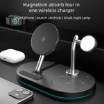 S20 4-in-1 15W 多機能マグネティックワイヤレス充電器 夜間ライト＆ホルダー付き 携帯電話 / AirPods用、S20 ブラック、S20 ホワイト