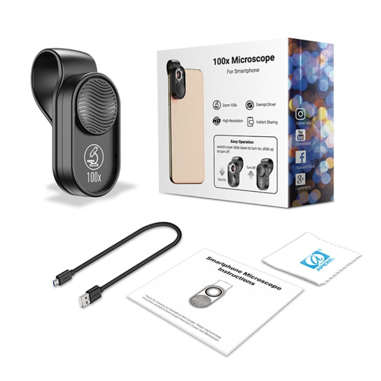 APEXEL APL-MS001 100Xスマートフォン顕微鏡LEDライト付き、APL-MS001