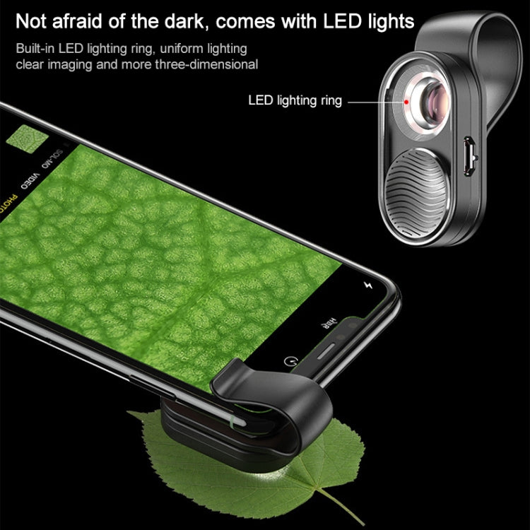 APEXEL APL-MS001 100Xスマートフォン顕微鏡LEDライト付き、APL-MS001