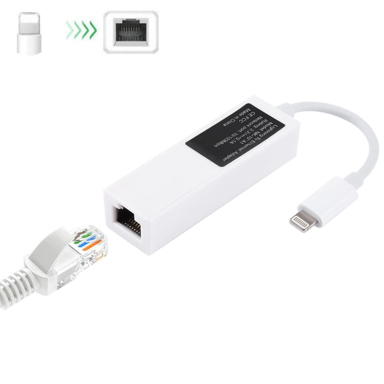 NK107A1 8ピン to RJ45 イーサネット LAN ネットワークアダプターケーブル iPhone / iPad シリーズ用、全長16cm