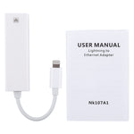 NK107A1 8ピン to RJ45 イーサネット LAN ネットワークアダプターケーブル iPhone / iPad シリーズ用、全長16cm