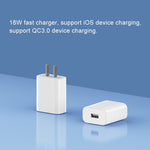 オリジナル Xiaomi 18W 壁充電アダプター シングルポート USB クイックチャージャー、USプラグ、18W