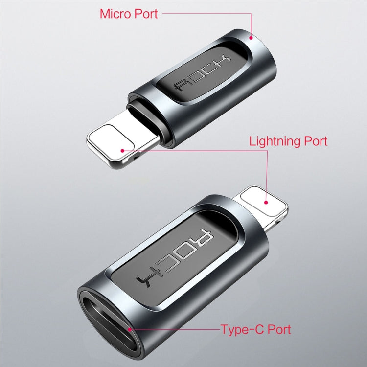 ROCK 2.1A ポータブルUSB-C/Type-C から 8ピンオーディオコンバーターイヤホンアダプター