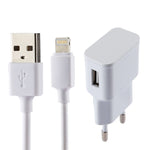 iPhone用 5V 2.1A インテリジェント識別 USB充電器 1m USB to 8ピン充電ケーブル付き、EUプラグ