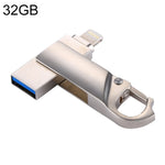 RQW-10F 2-in-1 USB 2.0 & 8ピン 32GB キーチェーンフラッシュドライブ、RQW-10F