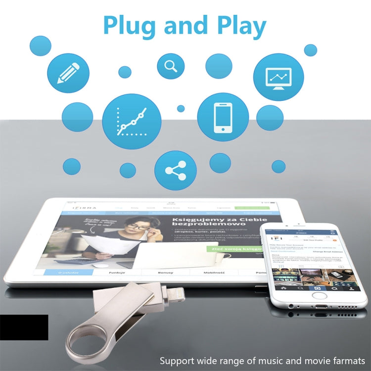 RQW-10D 2イン1 USB 2.0 & 8ピン 32GB フラッシュドライブ, RQW-10D