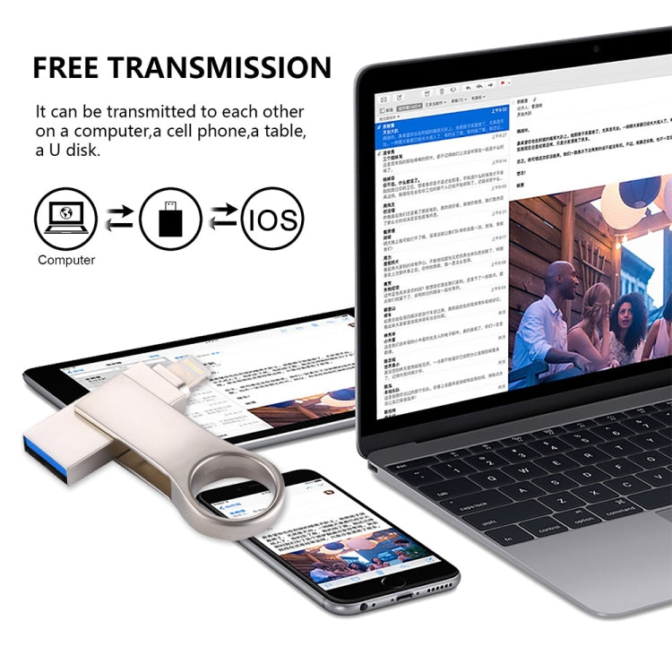 RQW-10D 2イン1 USB 2.0 & 8ピン 128GB フラッシュドライブ, RQW-10D