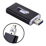 RQW-02 3イン1 USB 2.0 & 8ピン & マイクロUSB 32GB フラッシュドライブ、RQW-02 ブラック