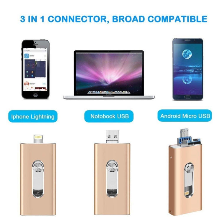 RQW-02 3イン1 USB 2.0 & 8ピン & マイクロUSB 32GB フラッシュドライブ、RQW-02 ブラック
