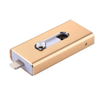RQW-02 3イン1 USB 2.0 & 8ピン & Micro USB 32GB フラッシュドライブ、RQW-02 ゴールド