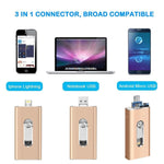 RQW-02 3イン1 USB 2.0 & 8ピン & Micro USB 32GB フラッシュドライブ、RQW-02 ゴールド