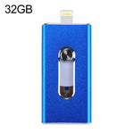 RQW-02 3イン1 USB 2.0 & 8ピン & Micro USB 32GB フラッシュドライブ、RQW-02 ブルー