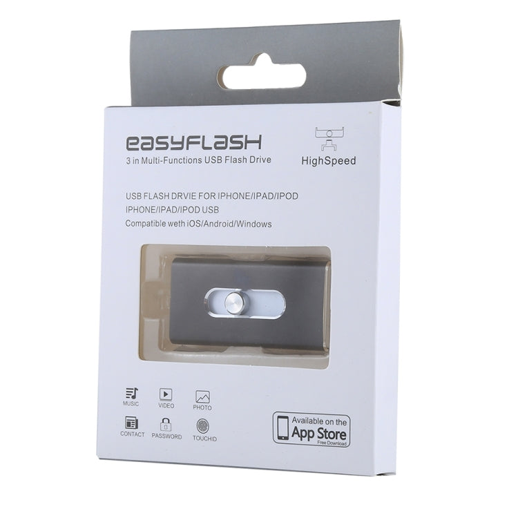 RQW-02 3-in-1 USB 2.0 & 8ピン & Micro USB 64GB フラッシュドライブ, RQW-02 ブラック
