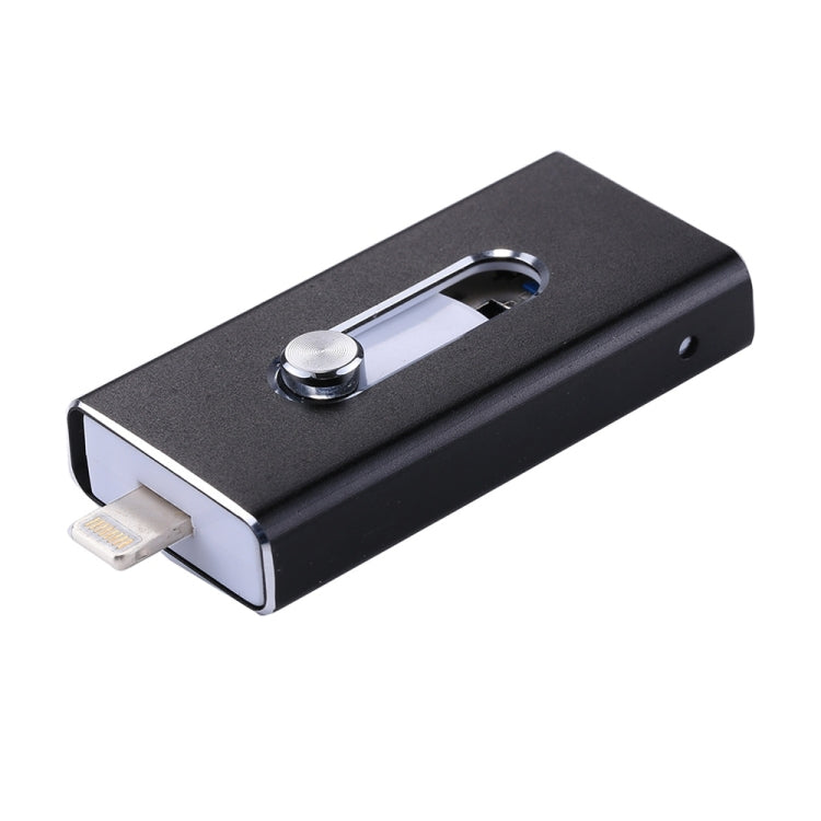 RQW-02 3-in-1 USB 2.0 & 8ピン & Micro USB 128GB フラッシュドライブ, RQW-02 ブラック