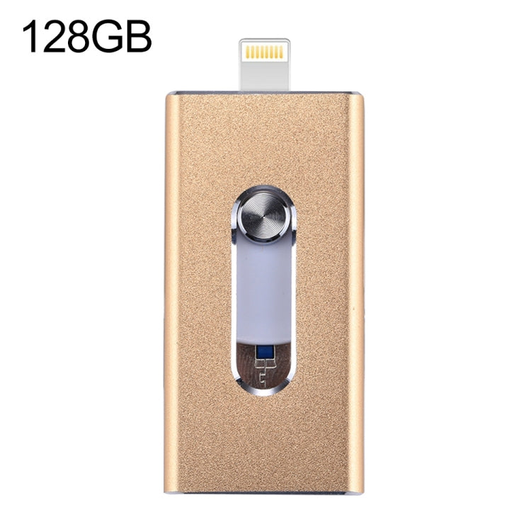 RQW-02 3-in-1 USB 2.0 & 8ピン & Micro USB 128GB フラッシュドライブ, RQW-02 ゴールド
