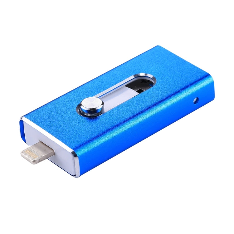 RQW-02 3-in-1 USB 2.0 & 8ピン & Micro USB 128GB フラッシュドライブ, RQW-02 ブルー