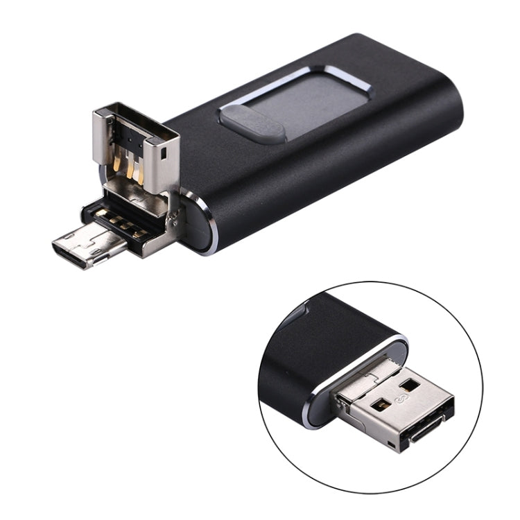 easyflash RQW-01B 3-in-1 USB 2.0 & 8ピン & Micro USB 32GB フラッシュドライブ, RQW-01B ブラック