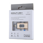 easyflash RQW-01B 3-in-1 USB 2.0 & 8ピン & Micro USB 32GB フラッシュドライブ, RQW-01B ゴールド