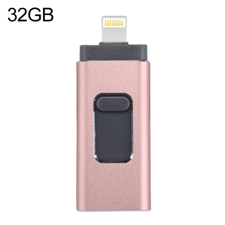 easyflash RQW-01B 3-in-1 USB 2.0 & 8ピン & Micro USB 32GB フラッシュドライブ, RQW-01B ローズゴールド
