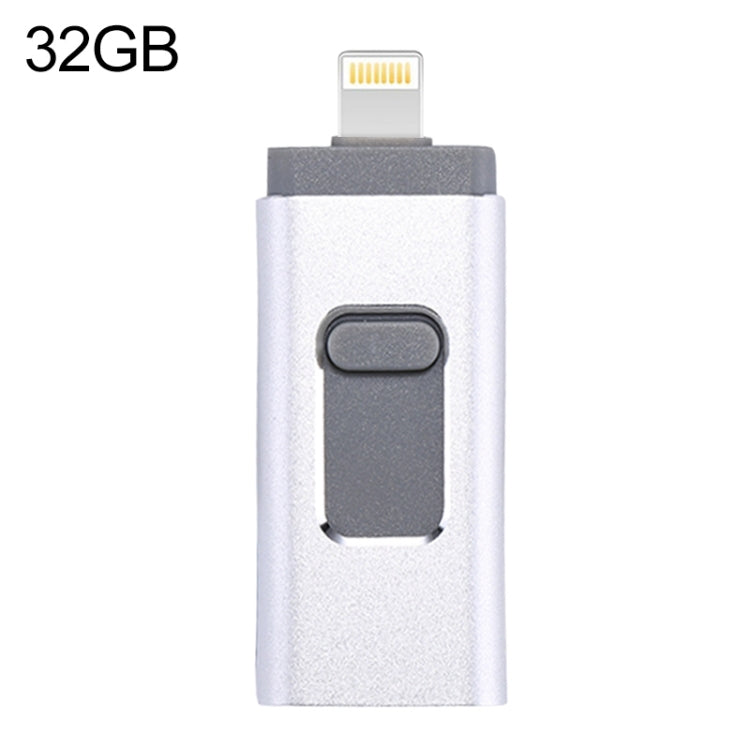 easyflash RQW-01B 3イン1 USB 2.0 & 8ピン & マイクロUSB 32GB フラッシュドライブ、RQW-01B シルバー