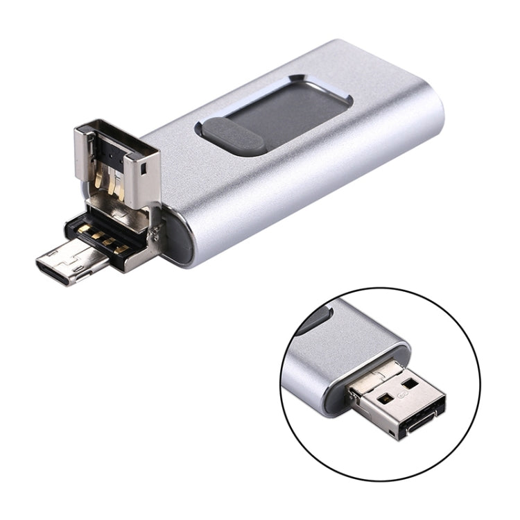 easyflash RQW-01B 3イン1 USB 2.0 & 8ピン & マイクロUSB 32GB フラッシュドライブ、RQW-01B シルバー