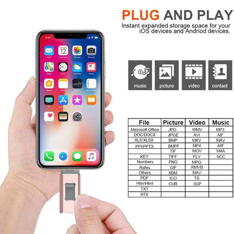 easyflash RQW-01B 3イン1 USB 2.0 & 8ピン & マイクロUSB 64GB フラッシュドライブ、RQW-01B ブラック