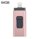 easyflash RQW-01B 3in1 USB 2.0＆8ピン＆Micro USB 64GBフラッシュドライブ、RQW-01B ローズゴールド