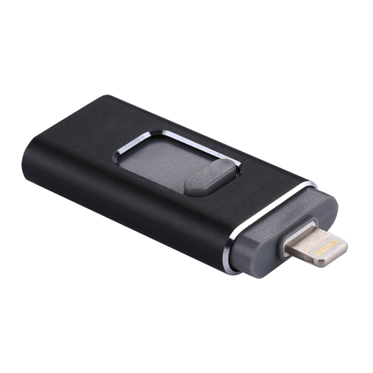 easyflash RQW-01B 3イン1 USB 2.0 & 8ピン & マイクロUSB 128GB フラッシュドライブ、RQW-01B ブラック