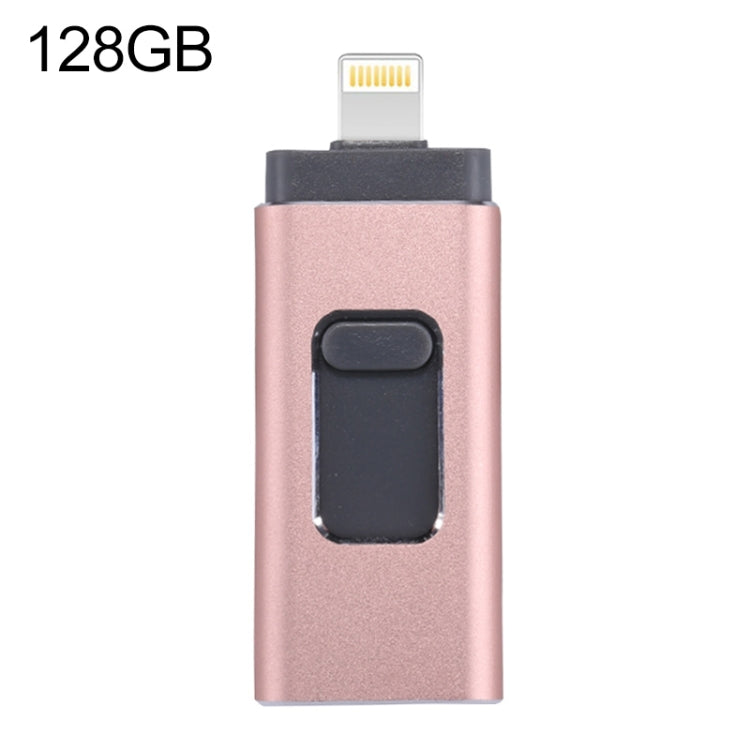easyflash RQW-01B 3イン1 USB 2.0 & 8ピン & マイクロUSB 128GB フラッシュドライブ、RQW-01B ローズゴールド