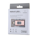 easyflash RQW-01B 3イン1 USB 2.0 & 8ピン & マイクロUSB 128GB フラッシュドライブ、RQW-01B ローズゴールド