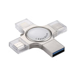 RQW-11S 4イン1 USB 2.0 & 8ピン & マイクロUSB & USB-C / Type-C 64GB フラッシュドライブ、RQW-11S