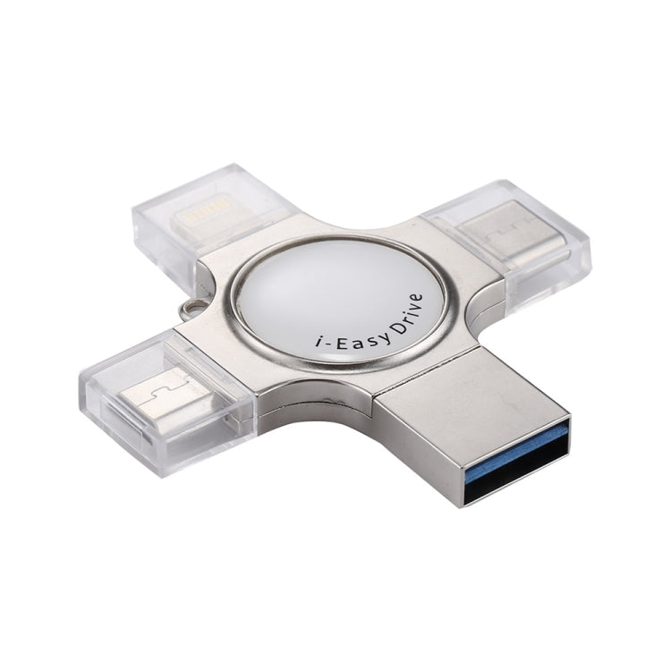 RQW-11S 4イン1 USB 2.0 & 8ピン & マイクロUSB & USB-C / Type-C 64GB フラッシュドライブ、RQW-11S