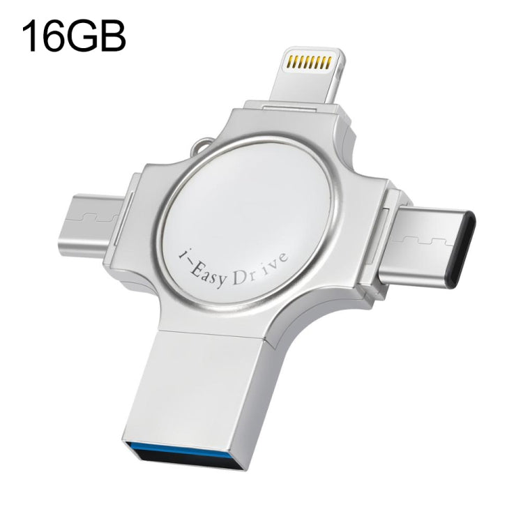 RQW-11S 4イン1 USB 2.0 & 8ピン & マイクロUSB & USB-C / Type-C 16GB フラッシュドライブ、RQW-11S