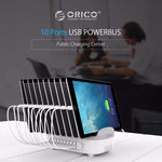 ORICO DUK-10P 120W 10ポート USB スマート充電ステーション 電話＆タブレットスタンド付き、EUプラグ、EUプラグ（ブラック）、EUプラグ（ホワイト）、USプラグ（ブラック）、USプラグ（ホワイト）、UKプラグ（ブラック）、UKプラグ（ホワイト）、AUプラグ（ブラック）、AUプラグ（ホワイト）