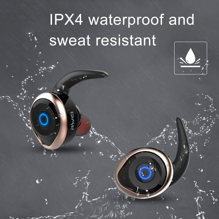 AWEI T1 スポーツヘッドセット IPX4防水 ワイヤレスBluetooth V4.2 ステレオイヤホン TWS対応、T1