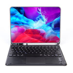 X-11BC スキンプレーンテクスチャ 着脱式 Bluetooth キーボード タブレットケース iPad Pro 11インチ 2020 / 2018用、タッチパッド＆ペンスロット付き
