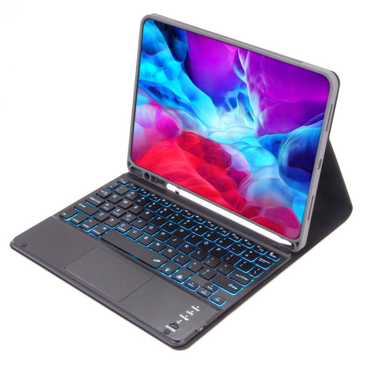 X-11BCS スキンプレーンテクスチャ 着脱式 Bluetooth キーボード タブレットケース iPad Pro 11インチ 2020 / 2018用、タッチパッド＆ペンスロット＆バックライト付き