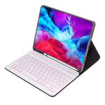 X-11BS スキンプレーンテクスチャー着脱式Bluetoothキーボードタブレットケース iPad Pro 11インチ 2020 / 2018対応、ペンスロット＆バックライト付き、ホワイトキーボード