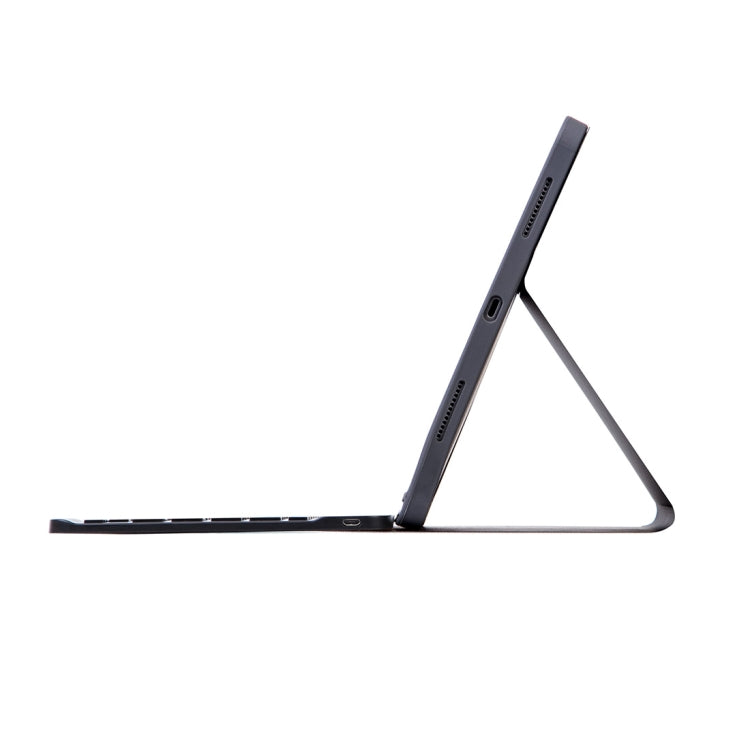 X-11BS スキンプレーンテクスチャー着脱式Bluetoothキーボードタブレットケース iPad Pro 11インチ 2020 / 2018対応、ペンスロット＆バックライト付き、ブラックキーボード